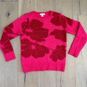 Liz Clairborne Pink with Red Flower Sweater size medium like new